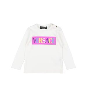 Versace Kids White Long Sleeve Tee with Neon Multicolor Logo